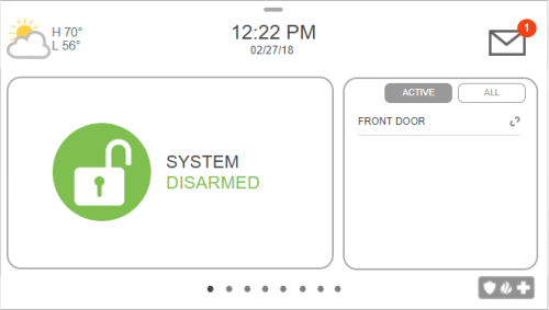 disarmed Security panel UI